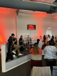 a group of people in a room